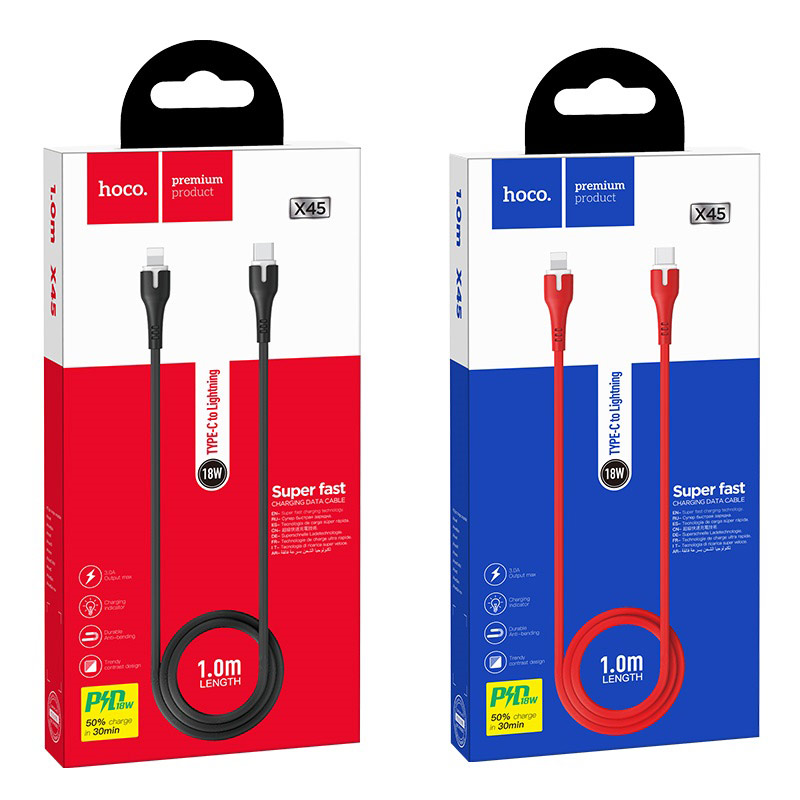 hoco-x45-surplus-pd-charging-data-cable-type-c-to-lightning-packages